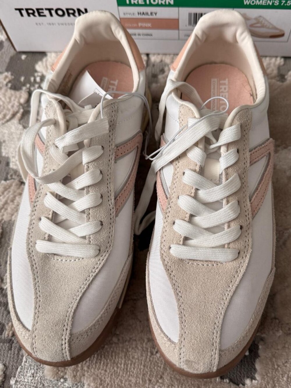 Tretorn Women's Hailey Leather Sneaker - Pink Memory Foam/ New in Box /Sz 6 7 8
